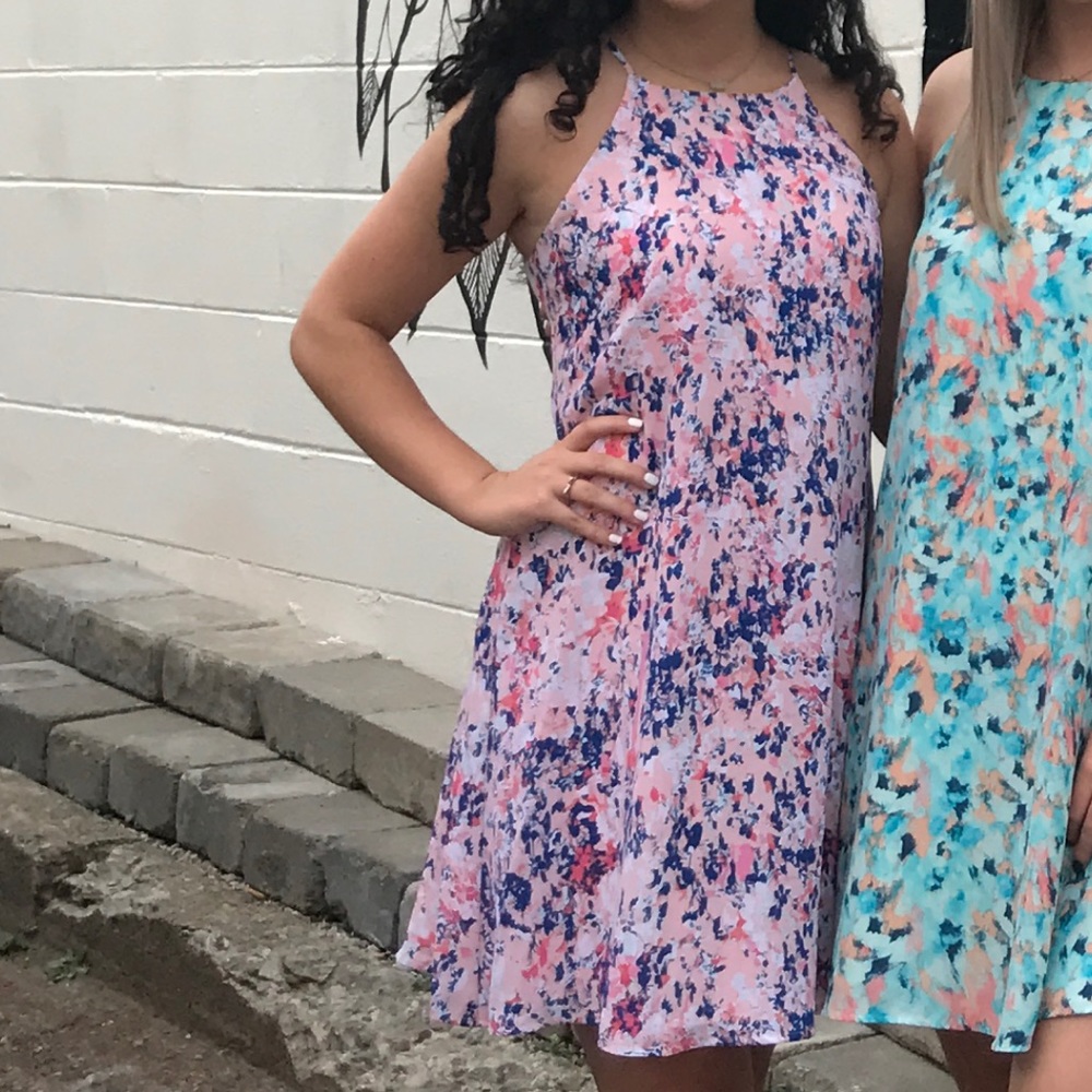 Abstract floral chiffon dress